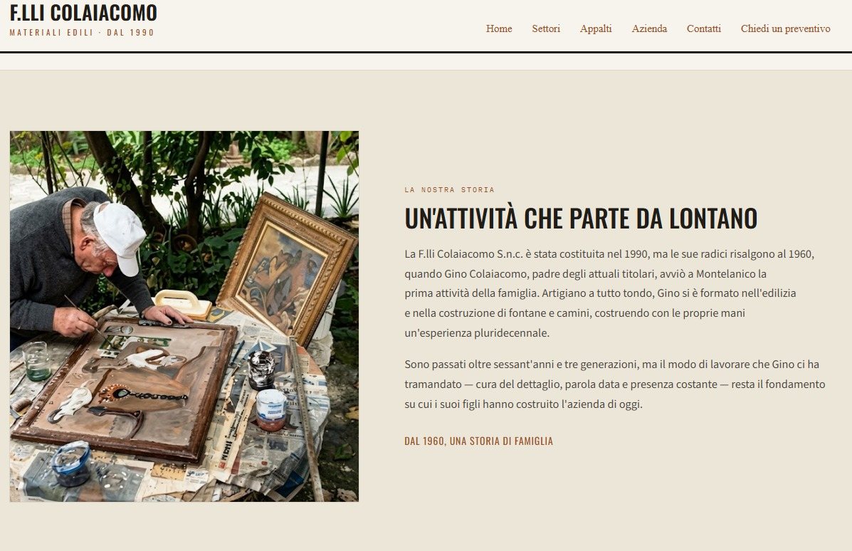 Gino Colaiacomo al lavoro, nella pagina della storia