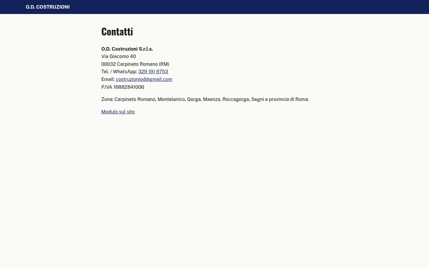 Pagina contatti: Via Giacomo 40, Carpineto Romano