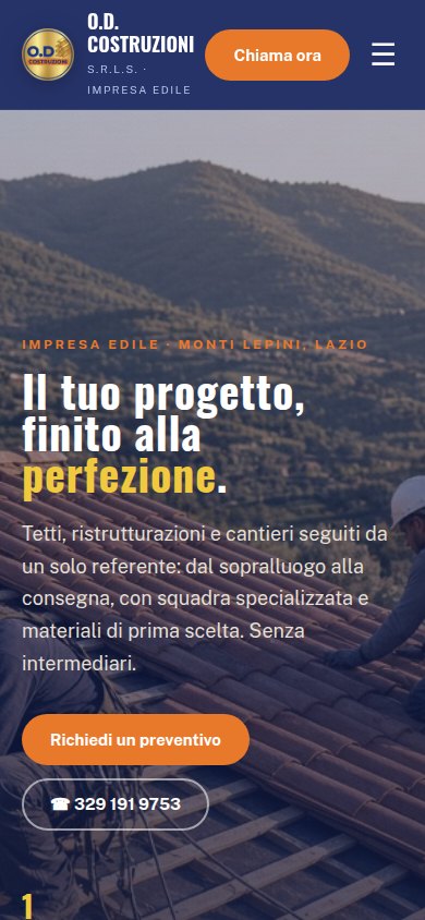 La stessa home sul telefono, con il numero in vista