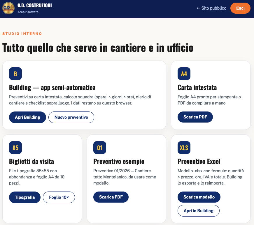 Strumenti in ufficio: preventivo, carta intestata, biglietti, Excel