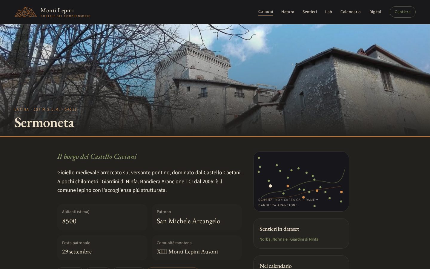 Scheda comune: Sermoneta: storia, arte, mappa