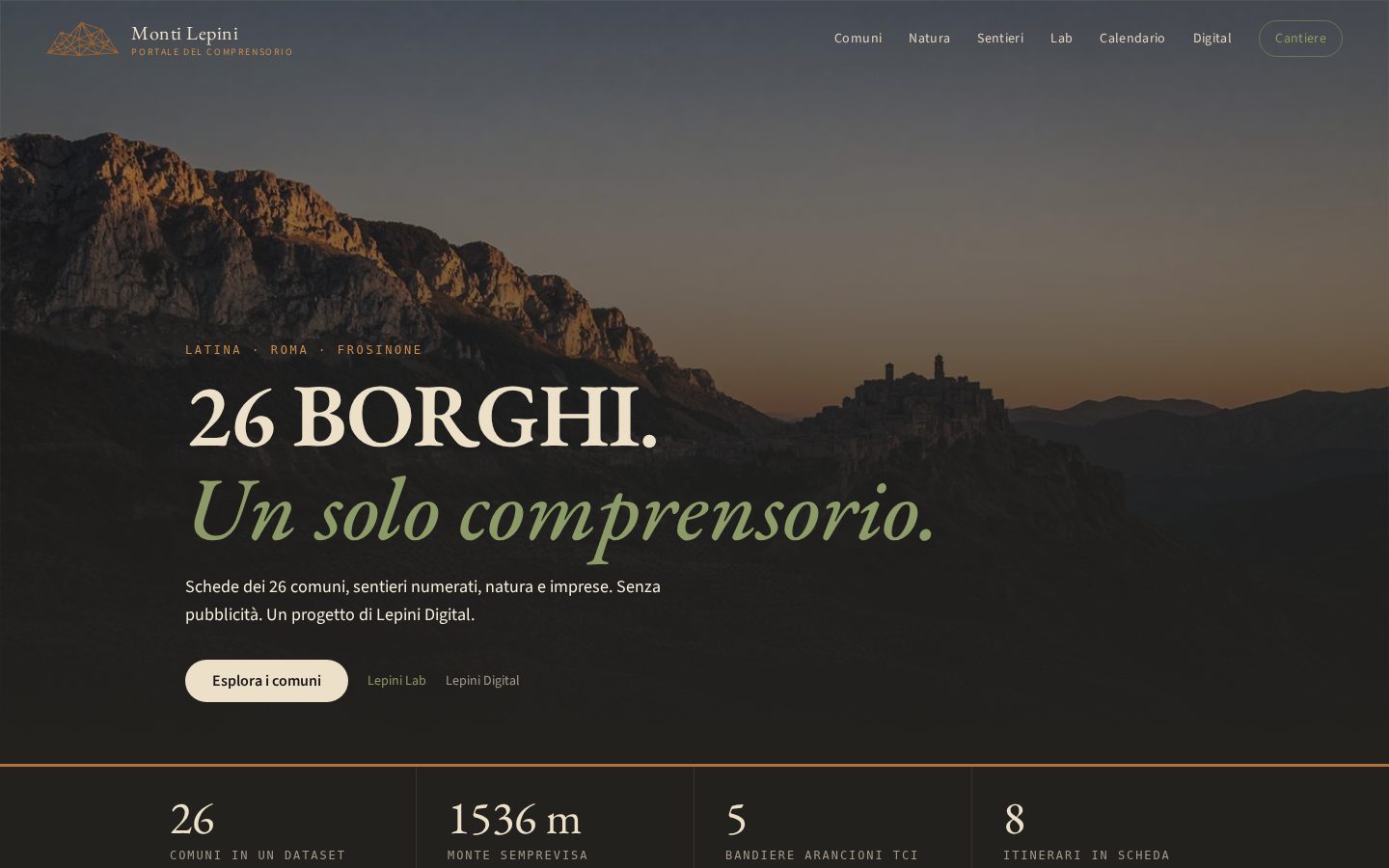 Portale: I ventisei comuni, da aprire uno per uno